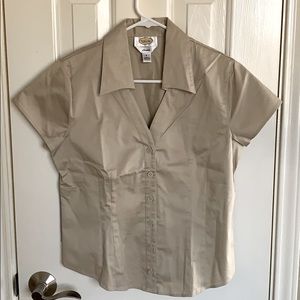 Size 6 khaki uniform button down short sleeve